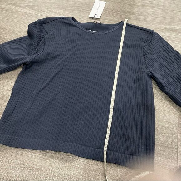 Dynamite Ribbed Crop Long Sleeve Navy Blue Medium NWT - Picture 4 of 6
